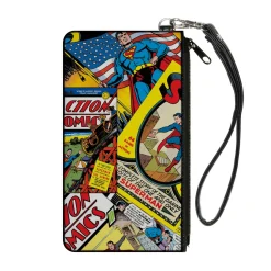 Canvas Zipper Wallet - SMALL - Classic ACTION COMICS and SUPERMAN Comic Book Covers Stacked
