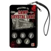 Canvas Zipper Wallet - SMALL - Friday the 13th WELCOME TO CAMP CRYSTAL LAKE Jason Cabin Badges Black Grays Reds
