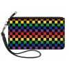 Canvas Zipper Wallet - SMALL - Checker Black Rainbow Multi Color