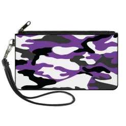 Canvas Zipper Wallet - SMALL - Camo Purple Black Gray White