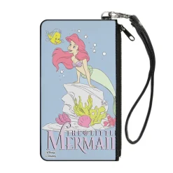 Canvas Zipper Wallet - SMALL - THE LITTLE MERMAID Flounder and Ariel Pose Blue