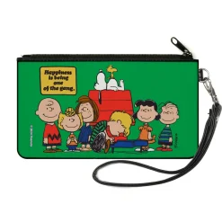 Canvas Zipper Wallet - SMALL - Peanuts Gang HAPINESS IS BEING ONE OF THE GANG Group Pose Green