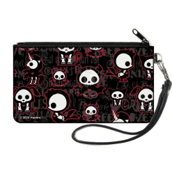 Canvas Zipper Wallet - SMALL - Skelanimals Character Collage Black/Gray/Red/White