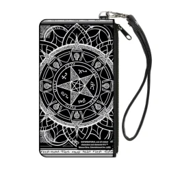 Canvas Zipper Wallet - SMALL - Supernatural Devil's Trap Symbol CLOSE-UP Black White