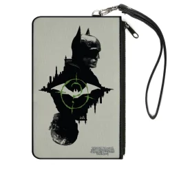 Canvas Zipper Wallet - SMALL - The Batman Movie Batman and Riddler Poses and Logos Cityscape Grays Black Green