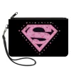 Canvas Zipper Wallet - SMALL - Superman Heart Shield Black/Pinks