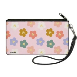 Canvas Zipper Wallet - SMALL - Mickey Mouse Ears Icon Flowers Pink/Multi Pastel