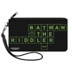 Canvas Zipper Wallet - SMALL - The Batman Movie Crossword Puzzle Black Green