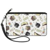 Canvas Zipper Wallet - SMALL - Harry Potter Magical Elements Collage White