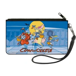 Canvas Zipper Wallet - SMALL - COW AND CHICKEN with Red Guy Running Pose and Title Logo Blues