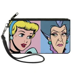 Canvas Zipper Wallet - SMALL - Cinderella and Wicked Step Mother Lady Tremaine Face Blocks