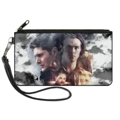 Canvas Zipper Wallet - SMALL - SUPERNATURAL 4-Character Poses Clouds Grays Full Color