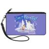 Canvas Zipper Wallet - SMALL - FROSTY THE SNOWMAN Skating with Karen COME ON FROSTY! Purple Blues
