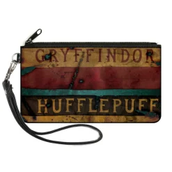 Canvas Zipper Wallet - SMALL - GRYFFINDOR & HUFFLEPUFF Burnt Banners