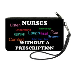Canvas Zipper Wallet - SMALL - NURSES "Respond" WITHOUT A PRESCRIPTION Black/White/Multi Color