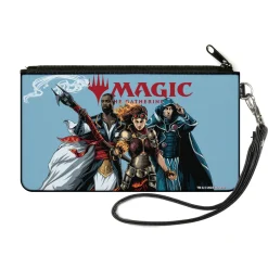 Canvas Zipper Wallet - SMALL - MAGIC THE GATHERING Three Planeswalker Group Pose and Title Logo Light Blue