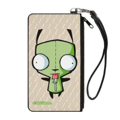 Canvas Zipper Wallet - SMALL - Invader Zim GIR Pose and Bone Tan/White