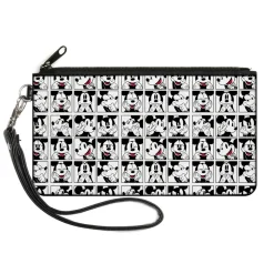 Canvas Zipper Wallet - SMALL - Mickey Mouse Expression Blocks White Black Red