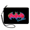 Canvas Zipper Wallet - SMALL - BATMAN Icon Batman Pose Fill Black Yellows Blues Pinks