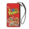 Canvas Zipper Wallet - SMALL - FRUITY PEBBLES Fred Flintstone and Barney Rubble Cereal Box Replica Bright Red