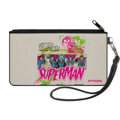Canvas Zipper Wallet - SMALL - Superman LAST SON OF KRYPTON Poses White/Multi Color