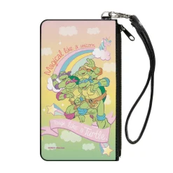 Canvas Zipper Wallet - SMALL - Classic TMNT Turtles Pose19 MAGICAL LIKE A UNICORN-TOUGH LIKE A TURTLE Multi Pastel