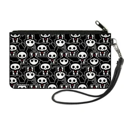 Canvas Zipper Wallet - SMALL - Skelanimals Animal Flip Poses Stacked Black/White/Red