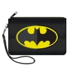 Canvas Zipper Wallet - SMALL - Batman Icon Centered Bat Signal Stripe Black Yellow Grays