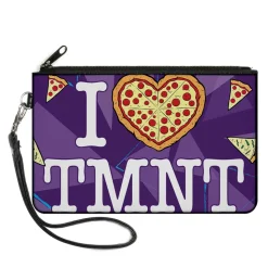 Canvas Zipper Wallet - SMALL - Classic TMNT Turtles Pose18 Eating Pizza GOT PIZZA? Pepperoni Pizza Gold Red