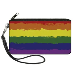 Canvas Zipper Wallet - SMALL - Rainbow Stripe Painted