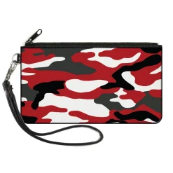Canvas Zipper Wallet - SMALL - Camo Red Black Gray White