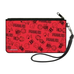 Canvas Zipper Wallet - SMALL - PEANUTS Gang Six Character and Title Logo Collage Red/Black