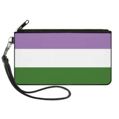 Canvas Zipper Wallet - SMALL - Flag Genderqueer Lavender White Green