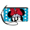 Canvas Zipper Wallet - SMALL - Minnie Style Face CLOSE-UP Dots Blue/White