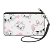 Canvas Zipper Wallet - SMALL - Aristocats Marie Expressions Hearts Scattered White Pink
