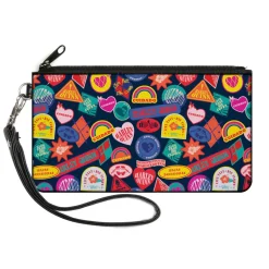 Canvas Zipper Wallet - SMALL - The Suicide Squad 2021 Harley Quinn Badges Stacked Black Multi Color