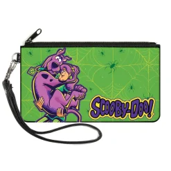 Canvas Zipper Wallet - SMALL - SCOOBY-DOO Shaggy Carrying Scooby Pose and Spider Webs Greens
