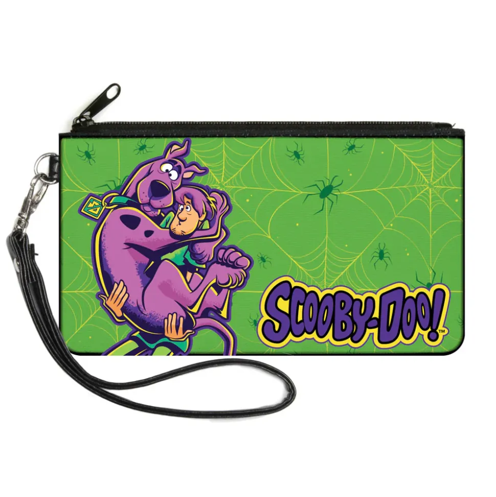 Canvas Zipper Wallet - SMALL - SCOOBY-DOO Shaggy Carrying Scooby Pose and Spider Webs Greens