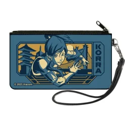 Canvas Zipper Wallet - SMALL - The Legend of Korra Avatar KORRA Bridge Pose and Text Blues
