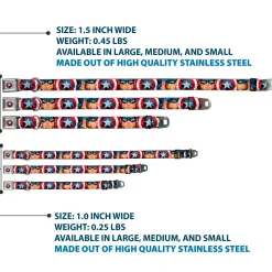 Captain America Shield2 CLOSE-UP Full Color Seatbelt Buckle Collar - Captain America Face Turns/Shield CLOSE-UP