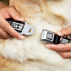 Carroll Shelby CS Racing Logo Full Color Black/White Seatbelt Buckle Collar - Carroll Shelby CS SHELBY Racing Logo Block Black/White