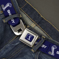 Carroll Shelby Super Snake Cobra Navy/White Seatbelt Belt - SHELBY Super Snake Cobra Navy/White Webbing