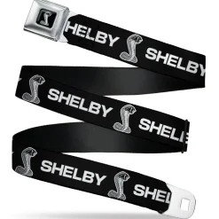 Carroll Shelby Super Snake Cobra Full Color Black White Seatbelt Belt - Carroll Shelby SHELBY Super Snake Cobra Black/White Webbing