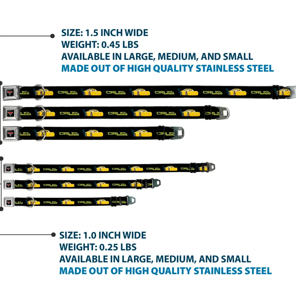 CARS 3 Emblem Full Color Black Silver Red Seatbelt Buckle Collar - Cars 3 CRUZ Car Profile Black/Blue/Yellow