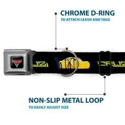 CARS 3 Emblem Full Color Black Silver Red Seatbelt Buckle Collar - Cars 3 CRUZ Car Profile Black/Blue/Yellow