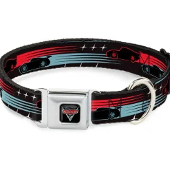CARS 3 Emblem Full Color Black Silver Red Seatbelt Buckle Collar - Cars 3 Cars Stripes/Stars Grays/Blues/Reds