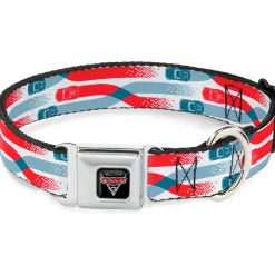 Cars 3 Piston Cup Champion Icon Full Color Red Black White Seatbelt Buckle Collar - Cars 3 Cars Crossing White/Blues/Reds