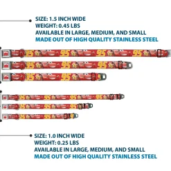 Cars Lightning McQueen Smiley Face CLOSE-UP Full Color Seatbelt Buckle Collar - Cars Lightning McQueen Smiling Pose/95 Reds/White/Orange