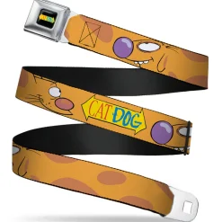 CAT DOG Logo Full Color Black/Yellow/Red/Blue Seatbelt Belt - CatDog Stretch/CATDOG Logo Webbing