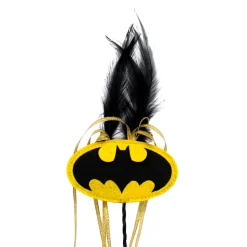 Cat Toy Wand - Batman Bat Signal Logo with Feather and Ribbons